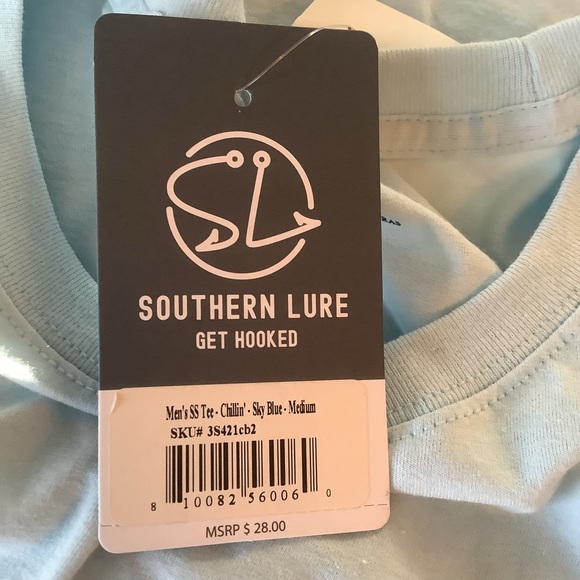 Southern Lure Men’s Short Sleeve Tee Chillin’ Sky Blue Size Medium NEW - Picture 7 of 10